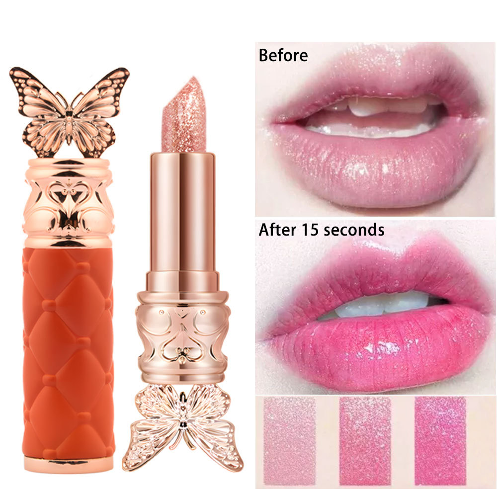 【 Cross-border Exclusive 】QICIY Butterfly Three-Color Temperature-Changing Lipstick Moisturizing, Anti-Cracking and Color-changing Lipstick Wholesale pic 16