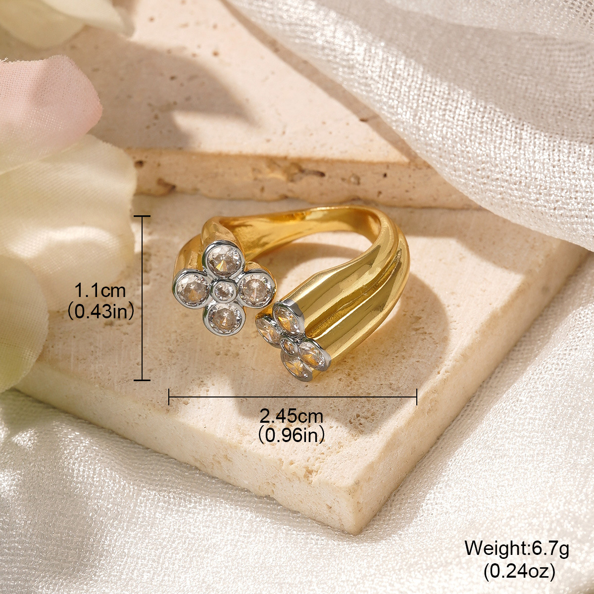 European and American ins light luxury open ring, fashionable and versatile, geometric line zirconium-inlaid small chanel-style simple ring, niche wholesale pic 23