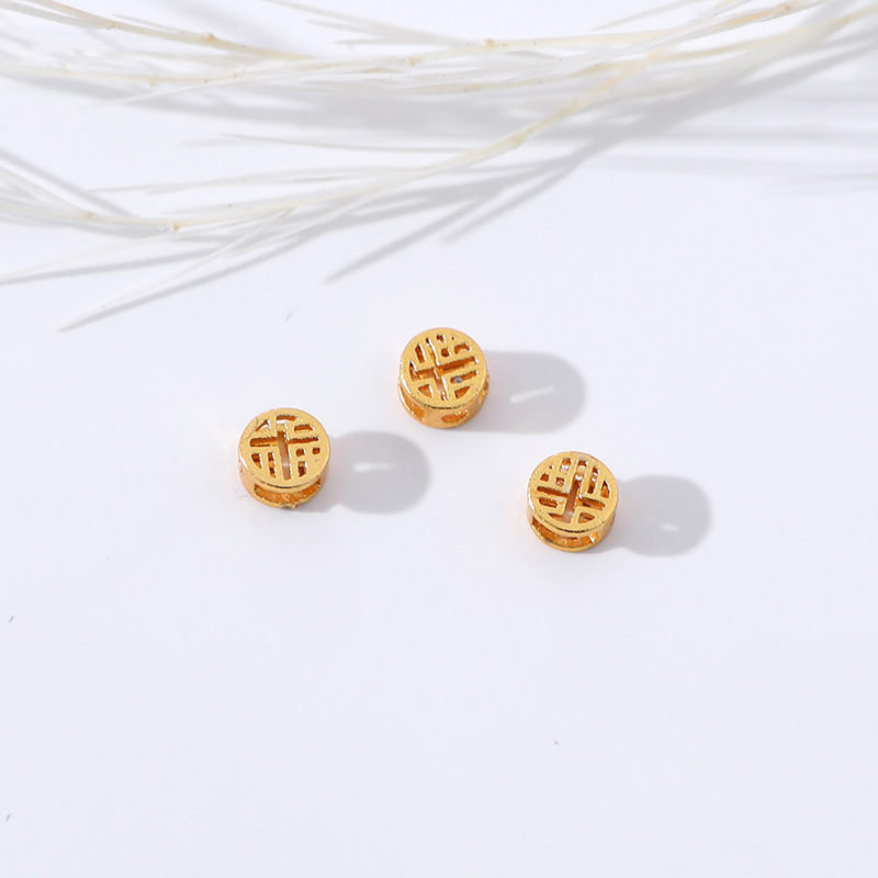 Sand gold hollowed-out copper coins, loose beads, interlocking beads, diy beaded bracelets, necklaces, jewelry materials and accessories manufacturer wholesale pic 9