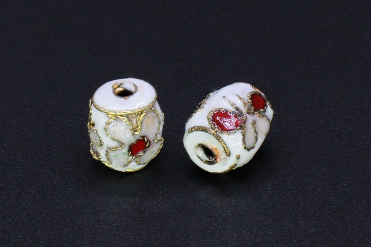 Traditional high-temperature cloisonne filigree silver-blue DIY jewelry accessories, cloisonne 9*7 small drum beads pic 9