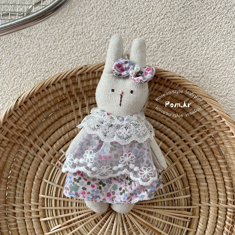 新款韩版森系甜美兔兔娃娃蕾丝碎花裙小公仔中小儿童玩具配饰挂件详情12
