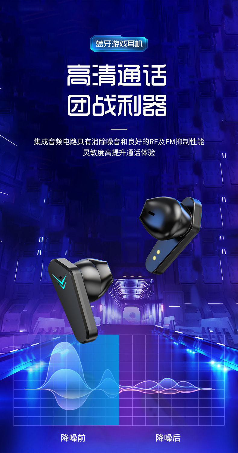 Cross-border new products: x15 Bluetooth headphones, A6S wireless gaming headphones, low latency, digital display, battery level, in stock, original factory pic 9