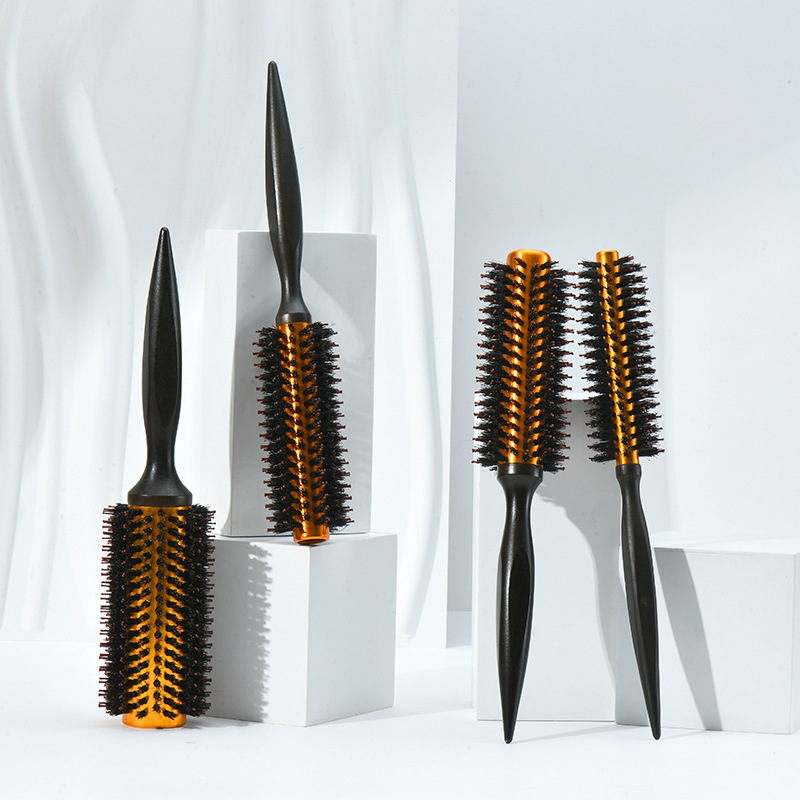 Pig bristle nylon holwood roller comb, large wave-shaped comb, clean and heat-resistant curling comb, fluffy shaped roller comb pic 1