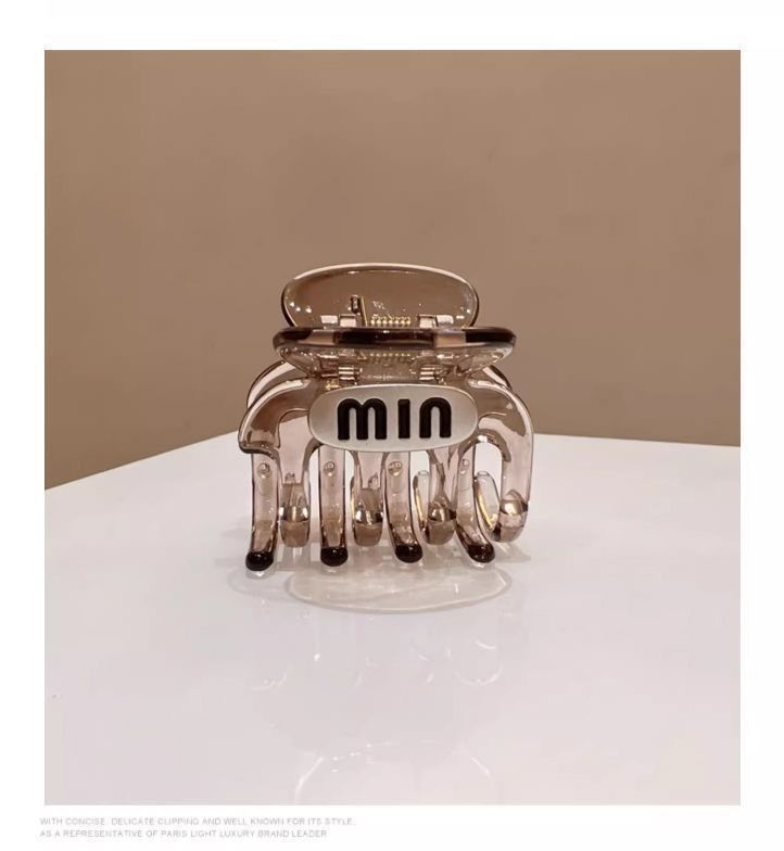 新款简约黑色茶咖色中号马尾抓夹方形半抓韩版蓬松银标发抓ins详情2