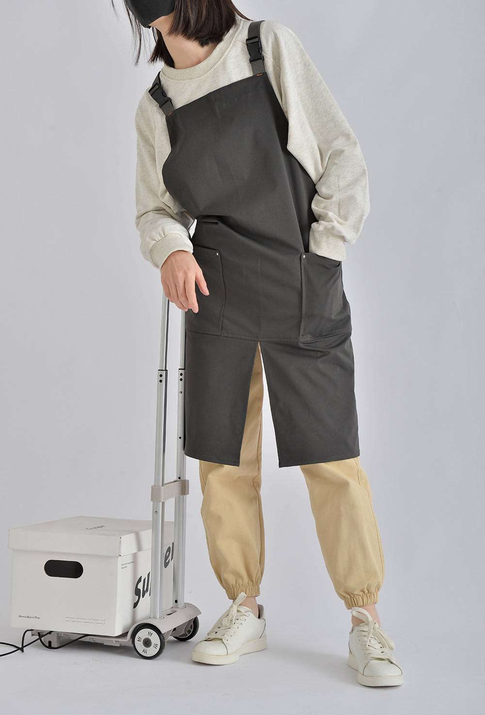 外贸工厂韩日防水式咖啡餐厅帆布围裙罩衣工作服围兜纯棉厨房制服详情12