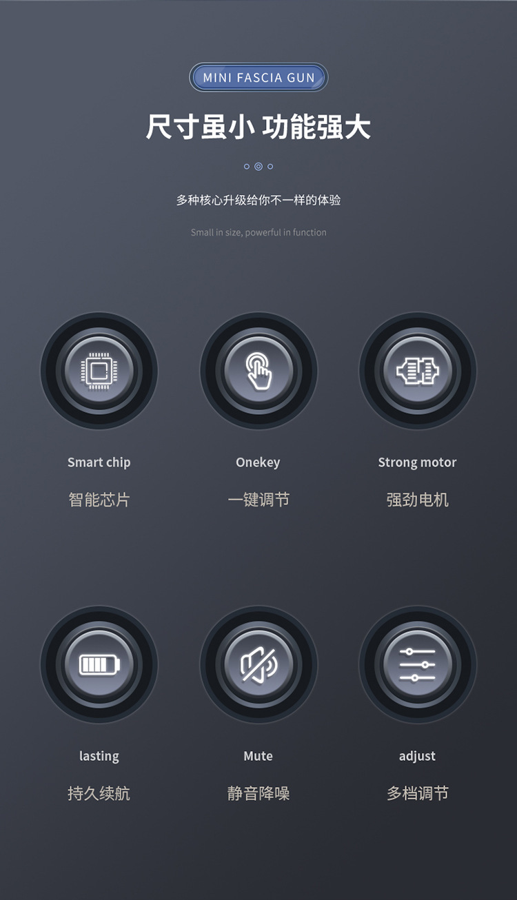 跨境健身筋膜枪按摩器调节冲击迷你颈膜抢充电便携式专业筋膜枪详情2