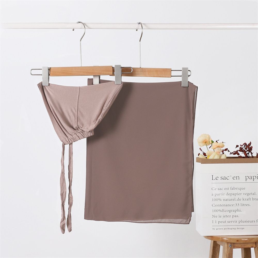 Adjustable small cap and chiffon headscarf one-piece set, multi-color in-stock scarf, Middle East Malaysia headscarf pic 27