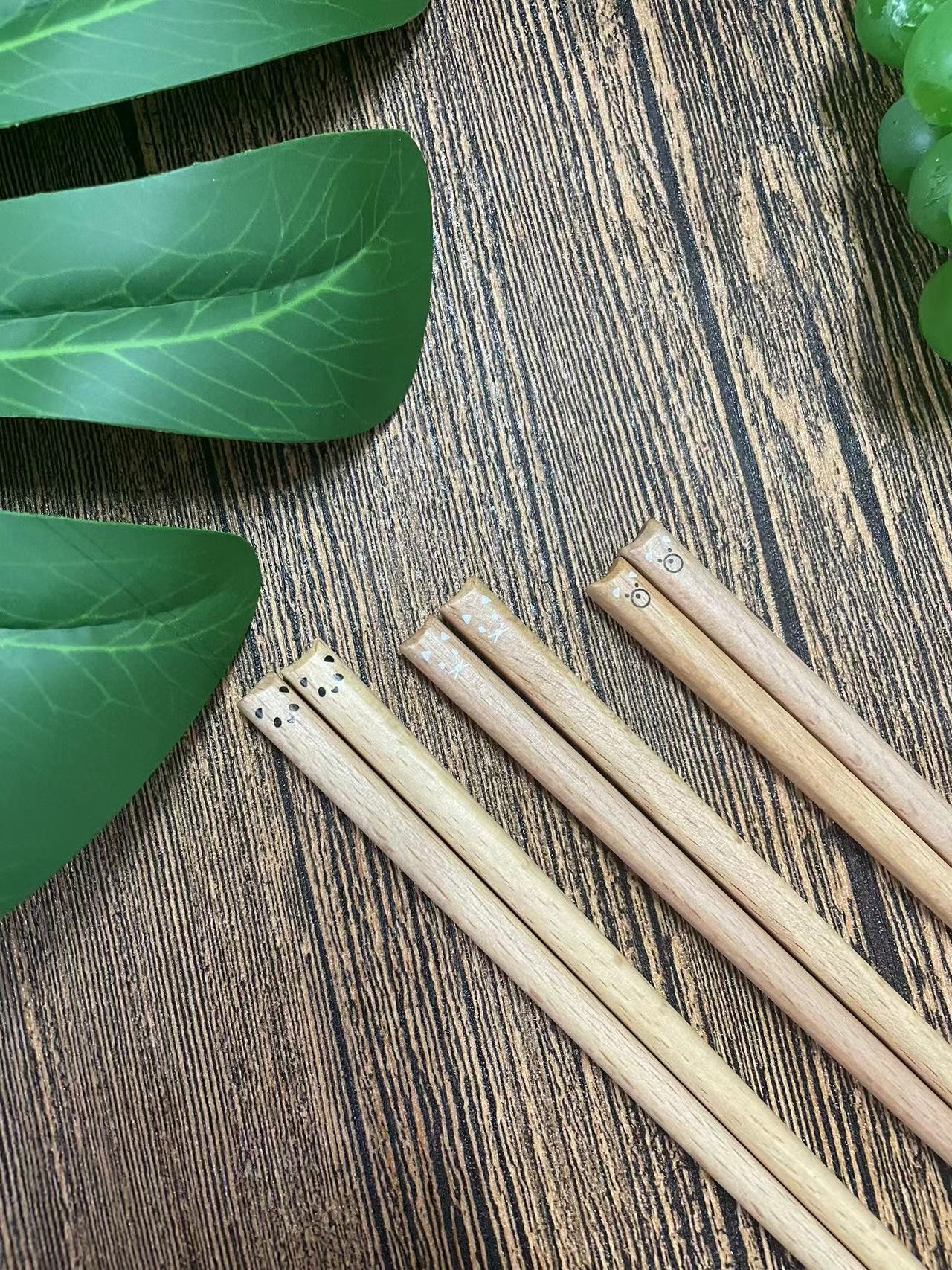 Cute beech wood cartoon craft wooden chopsticks, eco-friendly and natural wooden chopsticks, gift chopsticks pic 7