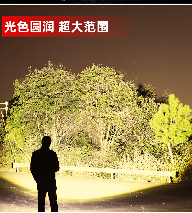 跨境30W白激光手电筒 内置TYPE-C充电带电量显示/笔夹 远射手电筒详情23