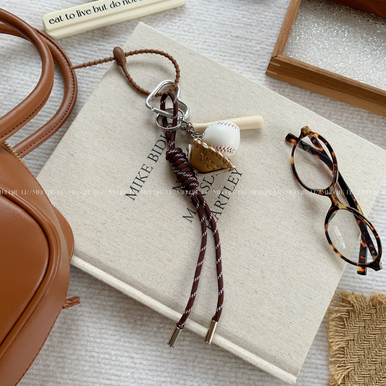 This is the same style baseball bag woven rope pendant as the Instagram blogger, featuring a high-end MIU series bag hanging rope and keychain decoration pic 33