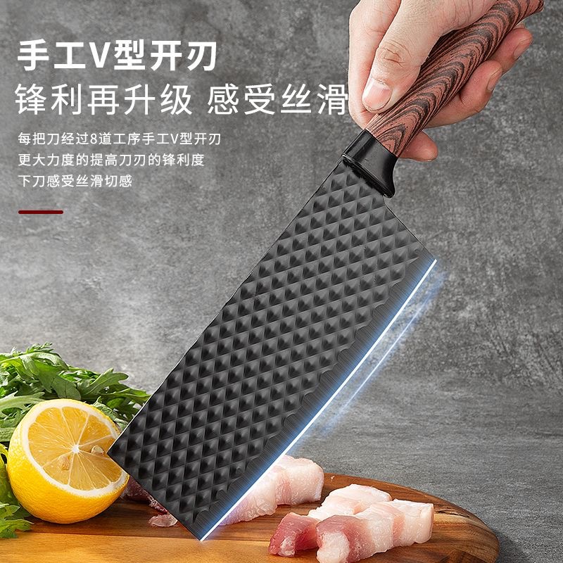 厨房不锈钢刀具套装肥仔柄披覆六件套六角钻石纹彩色礼品盒装刀具详情18