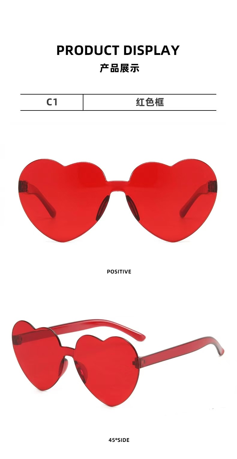 新款跨境儿童爱心太阳镜个性可爱糖果色桃心眼镜生日出游防晒墨镜详情12
