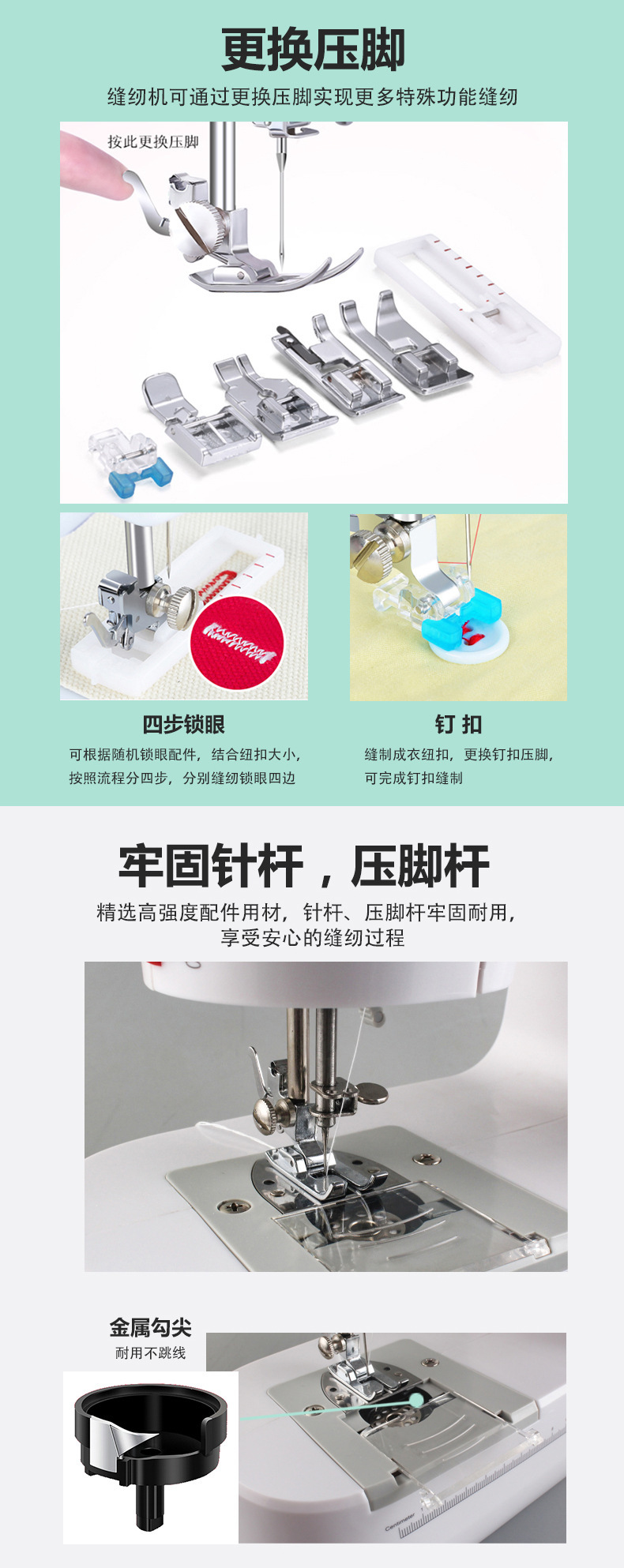 New product 519 double-needle, double-thread, 12 types of stitch lock, 6-layer thick household electric automatic sewing machine pic 5