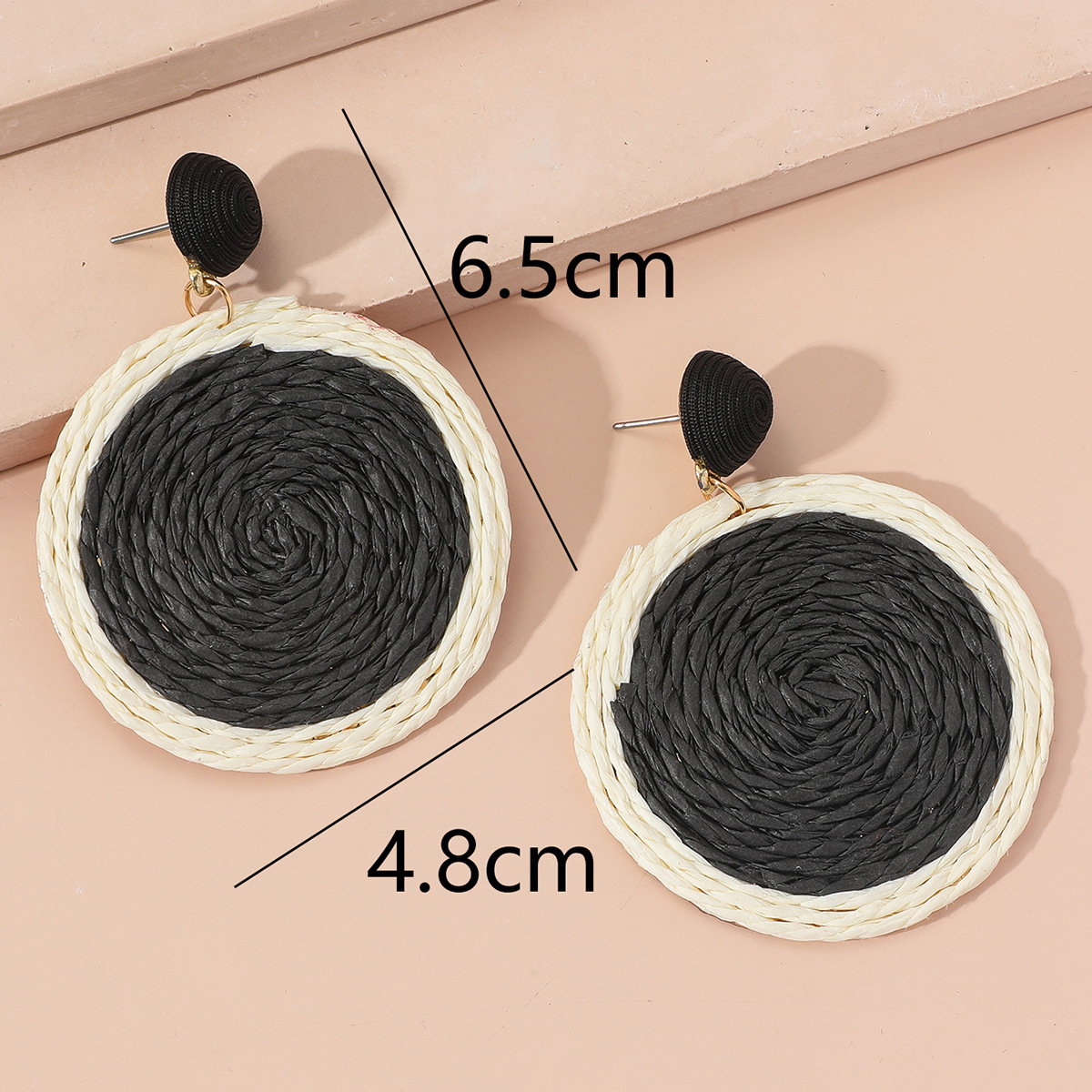 Factory direct sales of new Lafite grass style round earrings, personalized hand-woven earrings pic 4