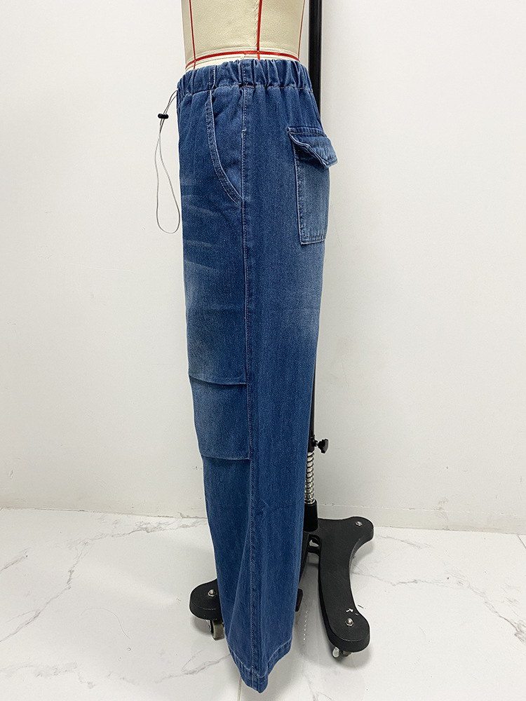 Spring 2025 new collection: Mid-waist wide-leg pleated loose jeans for women, street retro straight-leg pants for women pic 5