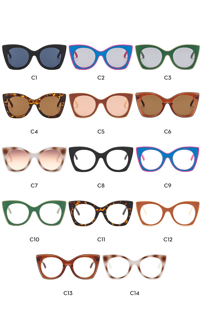 Fashionable and personalized color-blocking sun protection sunglasses, cross-border European and American trend anti-blue light flat sunglasses frame pic 4