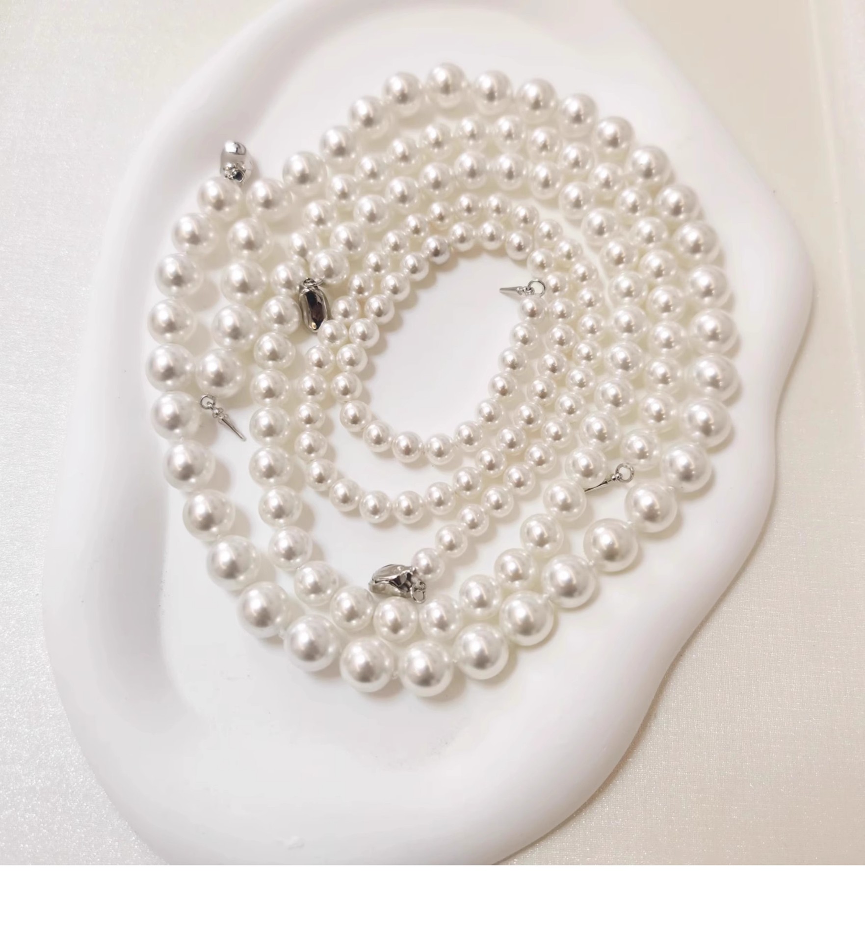 天然澳母贝珍珠项链925银元宝扣强光高品质贝珠澳白项链工厂批发详情7