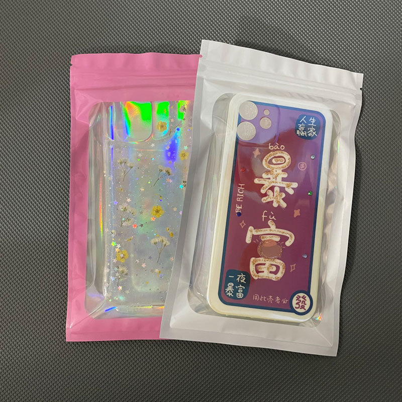 In-stock color window laser self-sealing bags, jewelry packaging bags, phone cases, plastic bags, food sealing bags with fixed logos pic 4