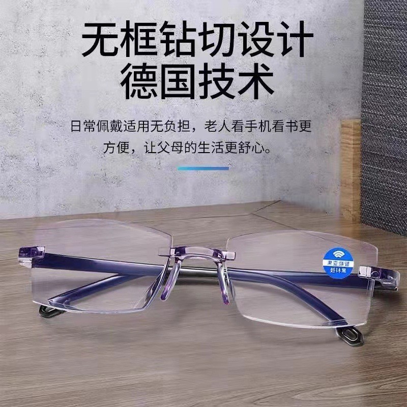 智能变焦老花镜自动调节度数远近两用高清防蓝光时尚无框老年眼镜详情5