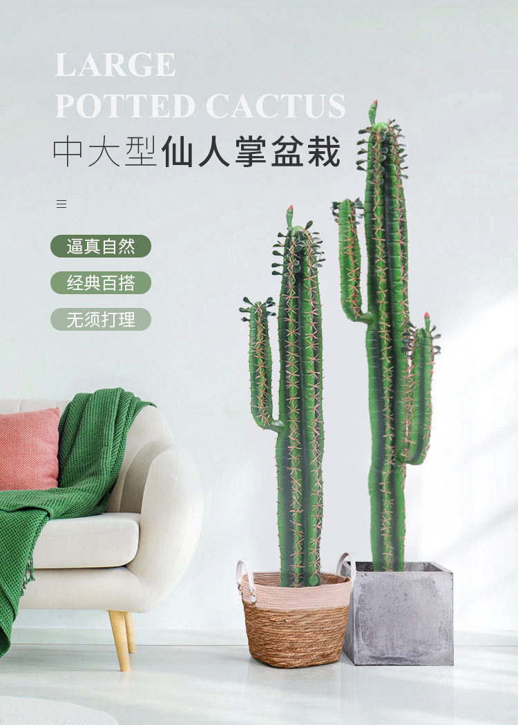 Grandes simulaciones nórdicas de cactus macetas escenas del desierto tropical bonsái decorativo simulaciones de plantas simulaciones de hadas columnas pic 8