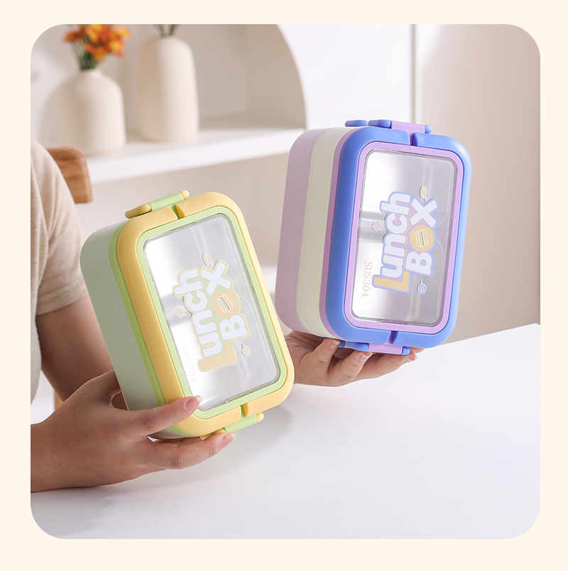 Alto nivel de apariencia ins cream wind simple estilo japonés bento box con tapa portátil trabajador de oficina caja de comida de compartimento caja de comida de plástico pic 15