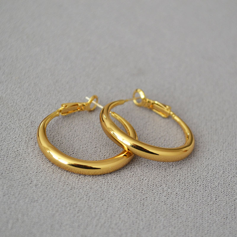 港风圆环耳圈素圈925银针气质通勤百搭高级感耳饰女oversize耳坠详情14