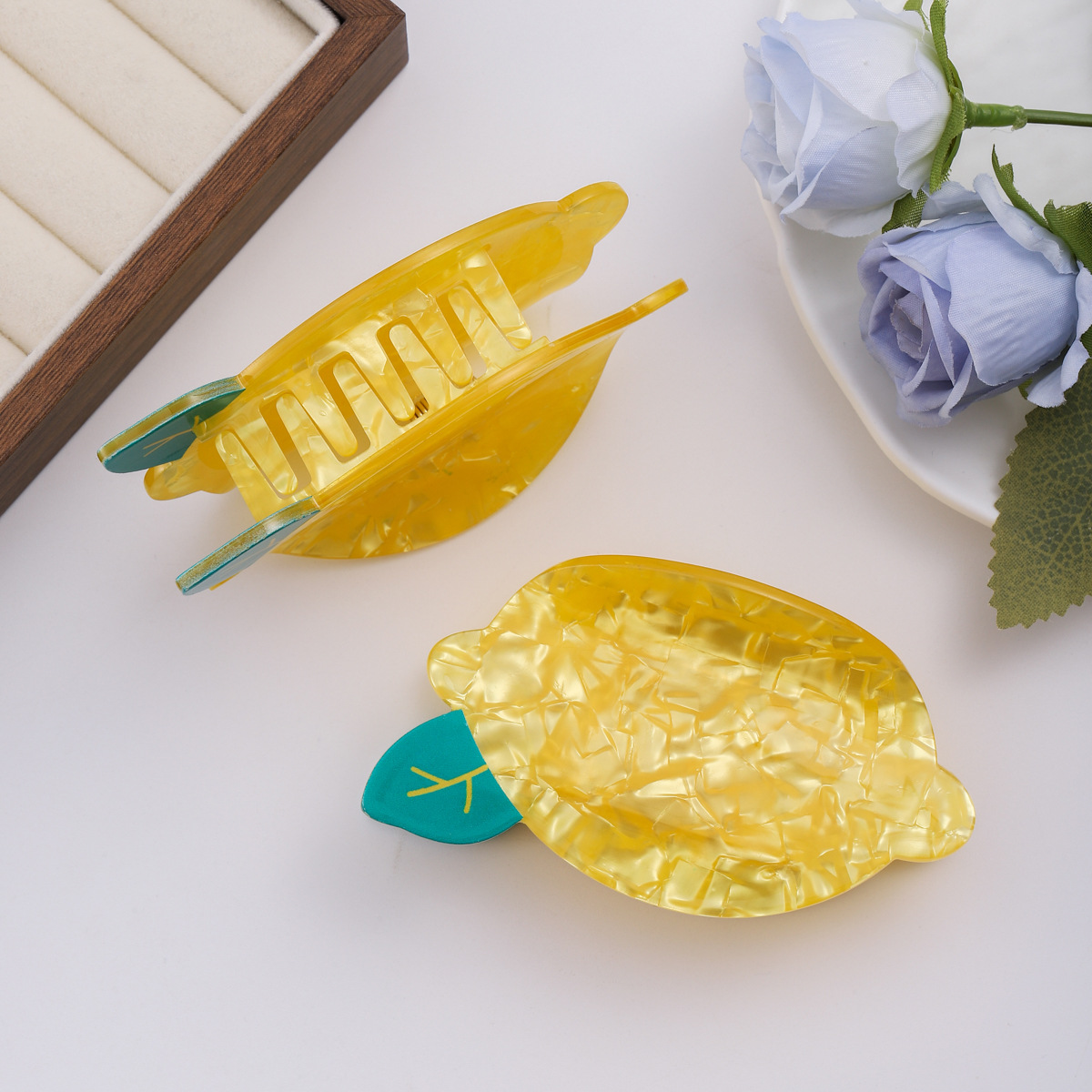 跨境创意水果发夹大小号柠檬发抓鲨鱼夹饰品女发饰半扎发春夏百搭详情1