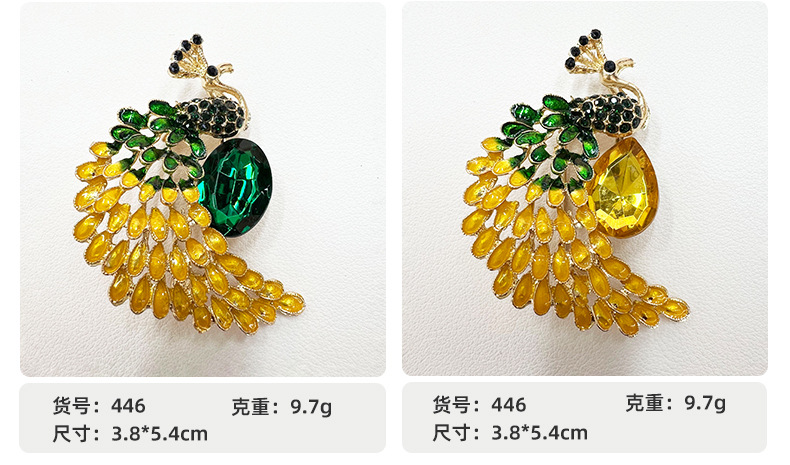 跨境重工镶钻复古动物孔雀胸针女士高档创意合金胸花服装装饰别针详情3