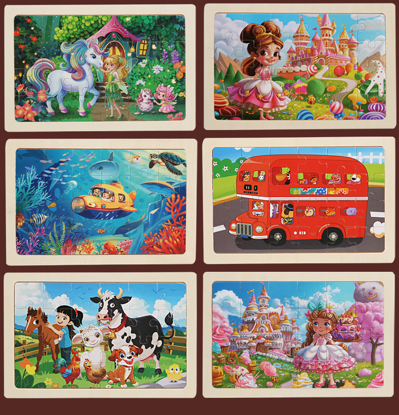 24 pieces of wooden cartoon animal dinosaur flat wooden large jigsaw puzzle for children, educational toys for boys and girls pic 17