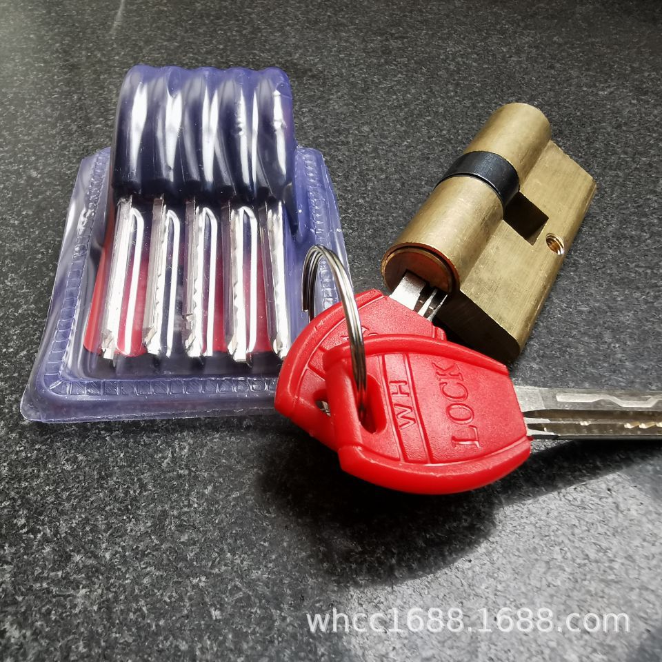 防盗门锁芯红黑柄家用公寓出租纯铜锁芯批发AB电脑钥匙锁芯65-120详情2