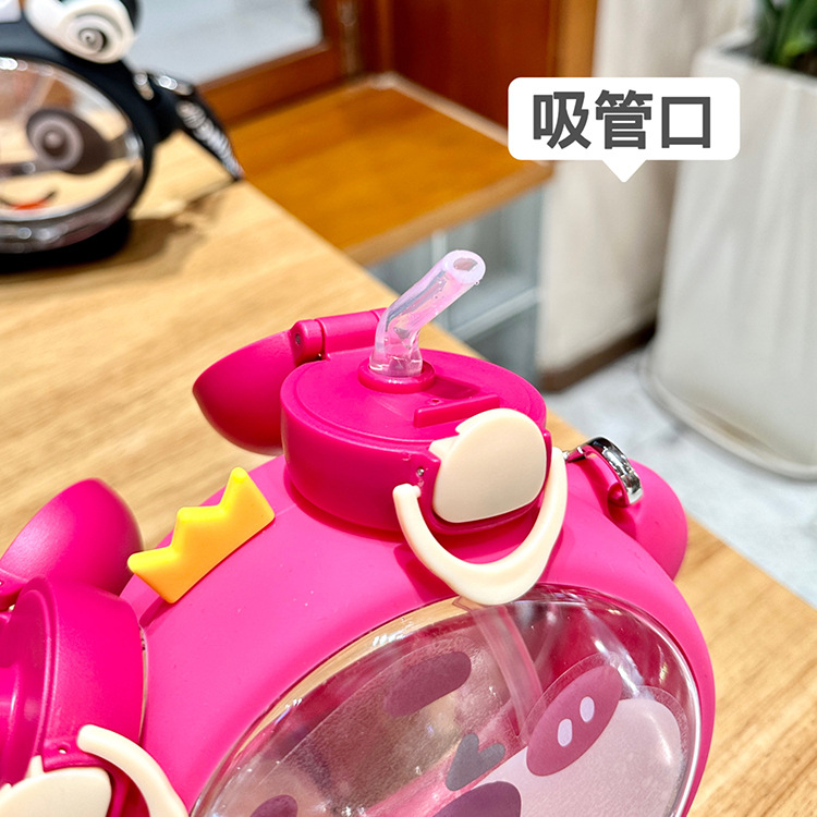 儿童可爱便携水壶女生大肚吸管塑料杯夏季学生上学男孩吸管杯子详情4