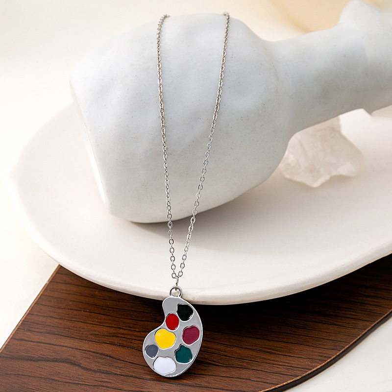 银针设计感个性趣味画笔画板耳环项链 ins复古文艺气质不对称耳钉详情25