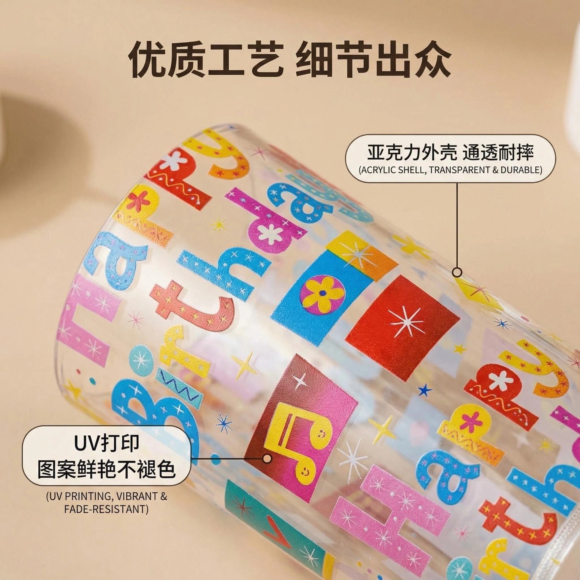 Uv-printed new HAPPY replaceable pattern luminous decorative candle 7.5 electronic candle factory direct sales pic 4