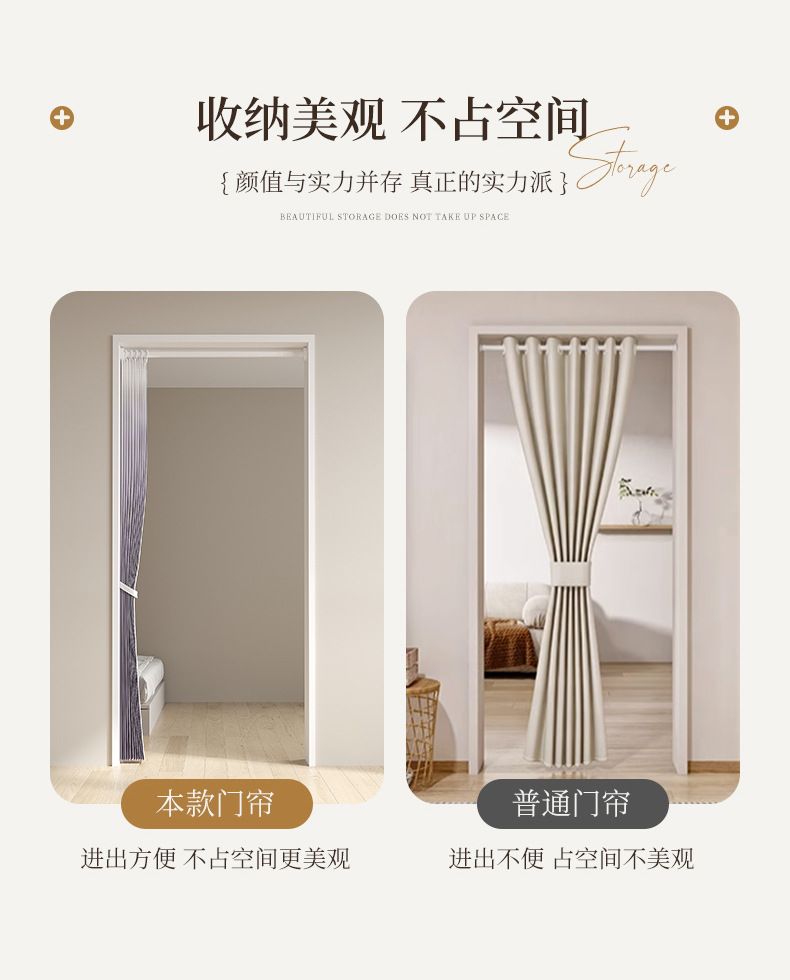 渐变色加厚折叠浴帘免打孔卫生间干湿分离防水布浴室遮挡隔断帘详情20