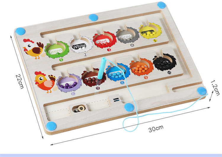 Baby magnetic color classification, positioning, counting board, pen movement maze, math enlightenment, cognitive matching, wooden toys pic 127