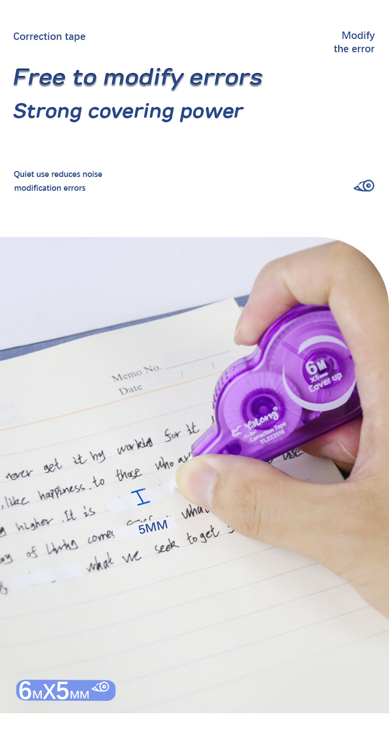 Yalong Cross-border Student Wholesale 6m correction tape for text correction stationery for students and offices pic 3
