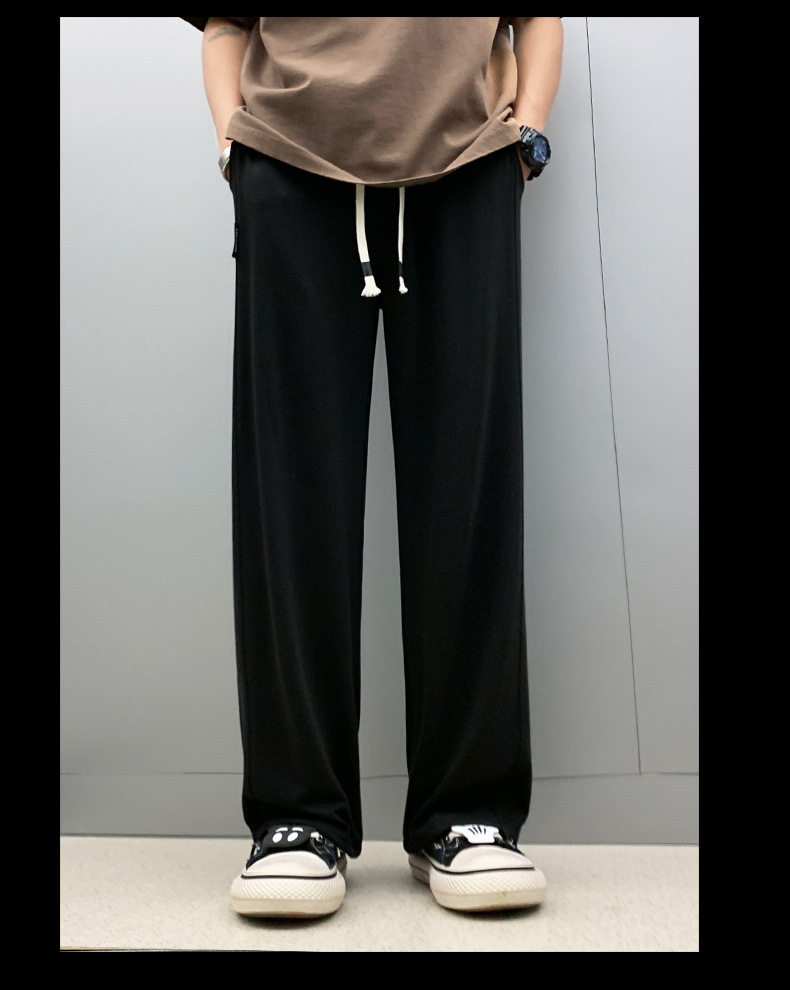 铜氨丝裤子男新款夏季冰丝垂感休闲裤宽松抽绳运动裤男士直筒长裤详情18