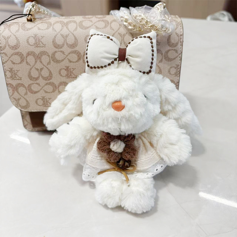 多巴胺格子长耳兔包包挂件小饰品可爱钥匙扣公仔玩偶兔子毛绒玩具详情25