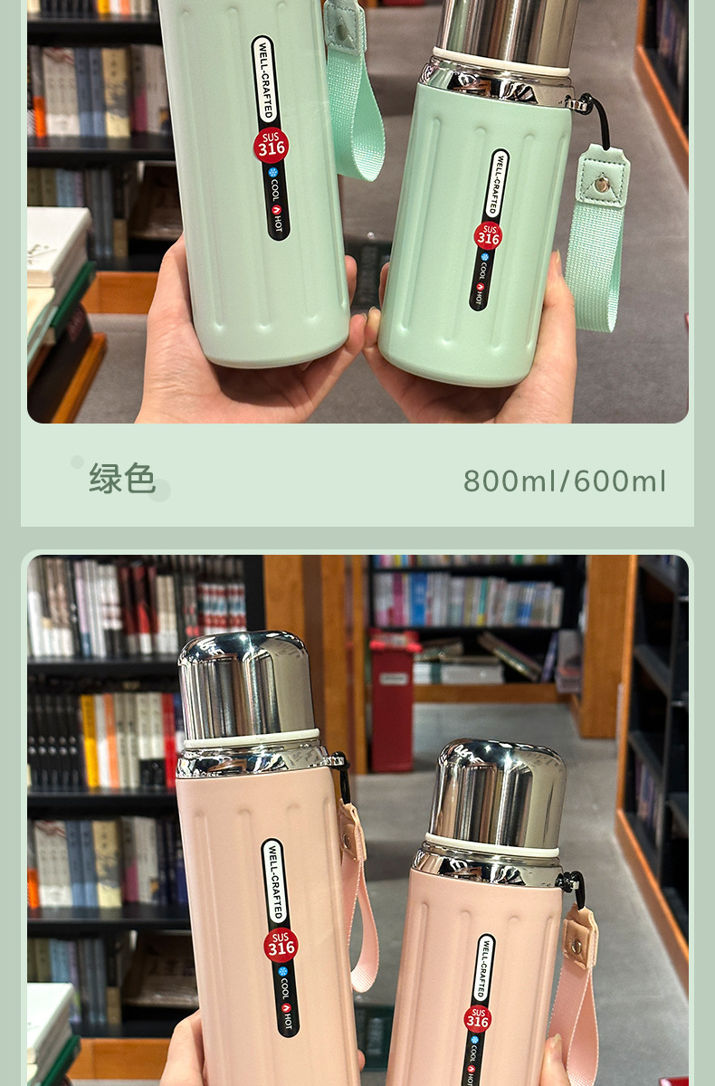 High-appearation-level Roman insulated cups for both men and women, 316 stainless steel tea cups with LIDS, high-end tea-water separation cups pic 9