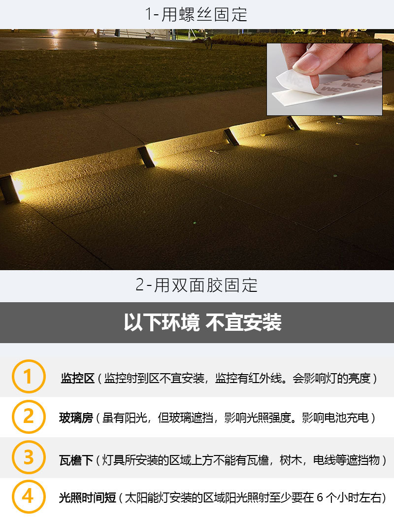 跨境太阳能三角台阶灯楼梯脚地灯庭院花园小径门廊露台氛围装饰详情15