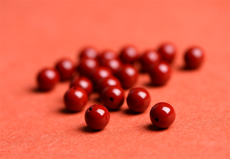 Jiuya Crystal natural raw ore cinnabar loose beads, purple gold sand round beads, semi-finished products, imperial red sand decorative beads pic 8