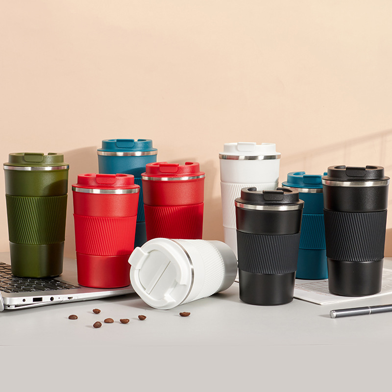 Cross-border leather case coffee cups for men and women, portable office car gifts, travel cups, 304 stainless steel insulated cups, logo pic 1
