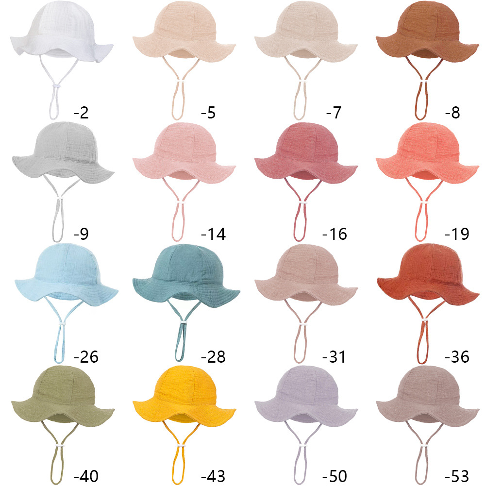 跨级新款婴儿纯棉盆帽欧美宝宝印花渔夫帽双层纱布透气遮阳渔天帽详情2