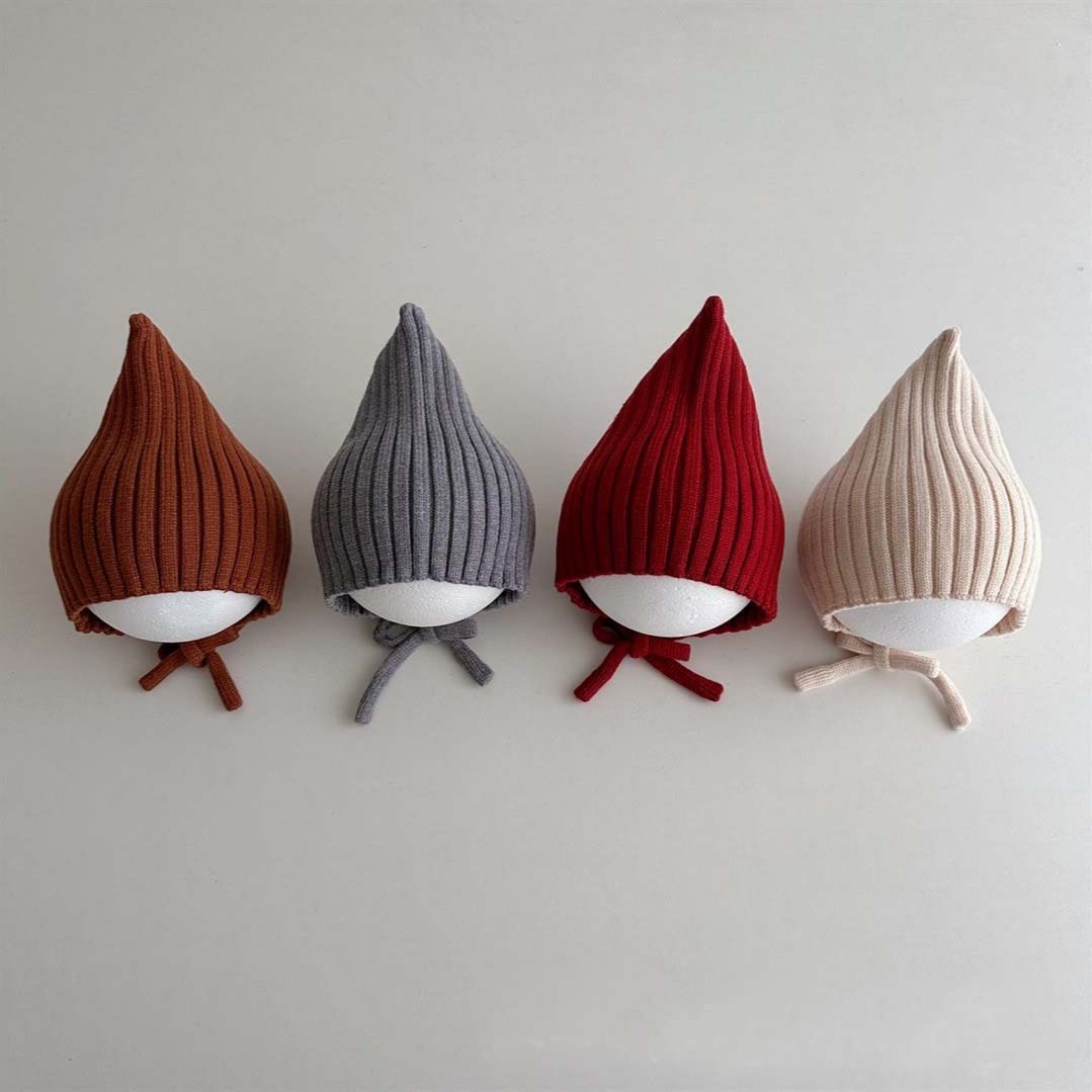 宝宝套头帽外出可爱超萌针织帽儿童百搭毛线尖尖帽婴儿保暖护耳帽详情4