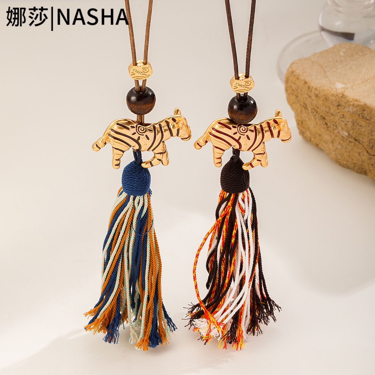 Nasha Ethnic style niche original woven rope tassel Little Horse zodiac Year sweater chain Light Luxury high-end long necklace pic 8