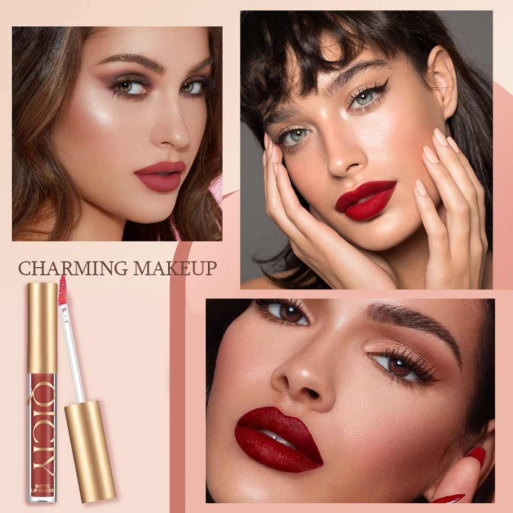 【跨境专供】QICIY唇釉套装雾面哑光珠光不粘杯唇釉唇彩11色批发详情4