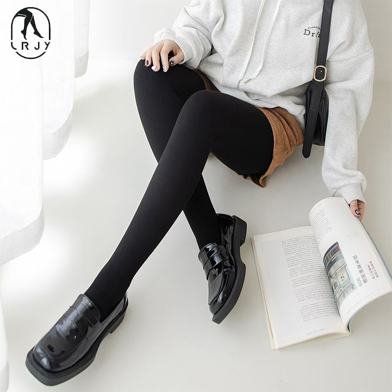 棉竖条深灰色打底裤秋冬保暖加厚打底裤女棉毛圈压力美腿显瘦高腰详情6