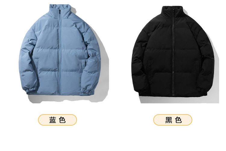 新款羽绒棉服男士外套冬季棉衣加厚潮牌大码立领宽松纯色情侣棉袄详情4