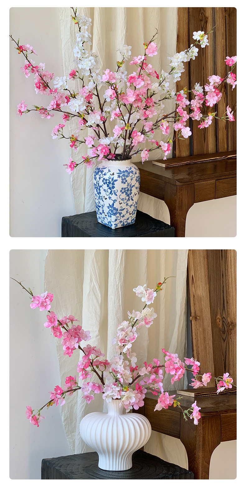 4叉樱花仿真花客厅假花插花塑料花婚庆布置装饰花艺摆设跨境热卖详情12