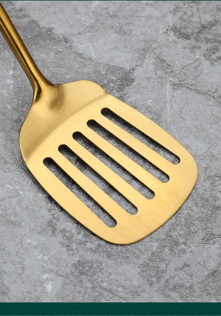 不锈钢镀金烹饪勺铲套装 家用厨房锅铲汤勺漏勺煎铲粉扒饭勺厨具详情22